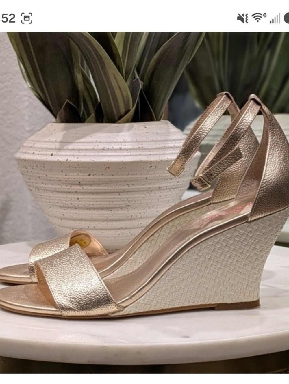 Lilly Pulitzer BRIGETTE Wedge SANDALS SZ 6 GOLD